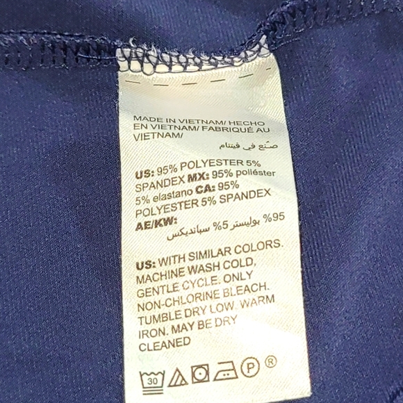 Sz 12/14 Or L/XL CHICO'S Navy Blue 3/4 Sleeve Faux Wrap A Line Shift Dress - Picture 5 of 6